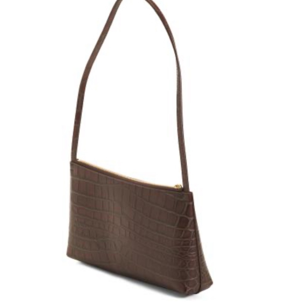 Mansur Gavriel Croc Chocolate Leather Gaia Shoulder Bag Italy Date Night Clutch - Picture 14 of 14